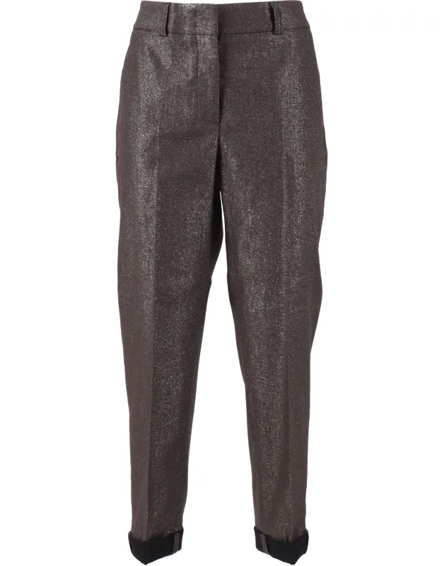 Metallic Straight-leg Trousers