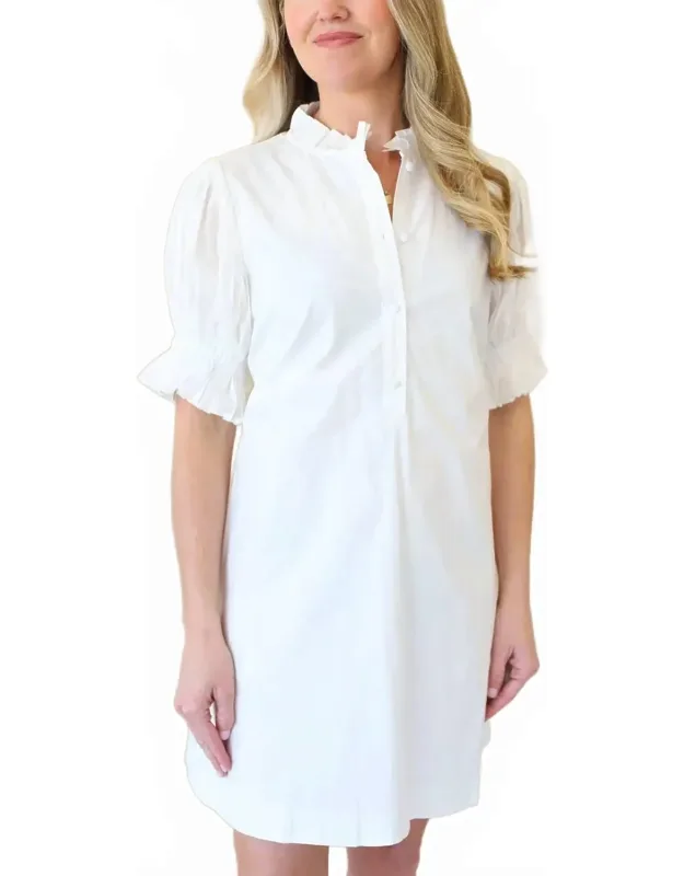 Ruffle Neck Pleat Back Tie Dress