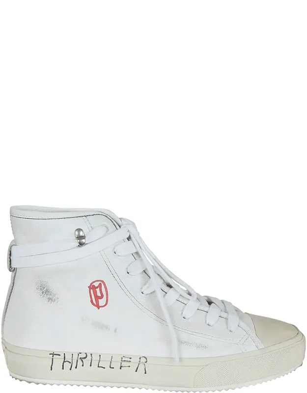 High-top Leather Sneakers With Ankle-wrap Laces