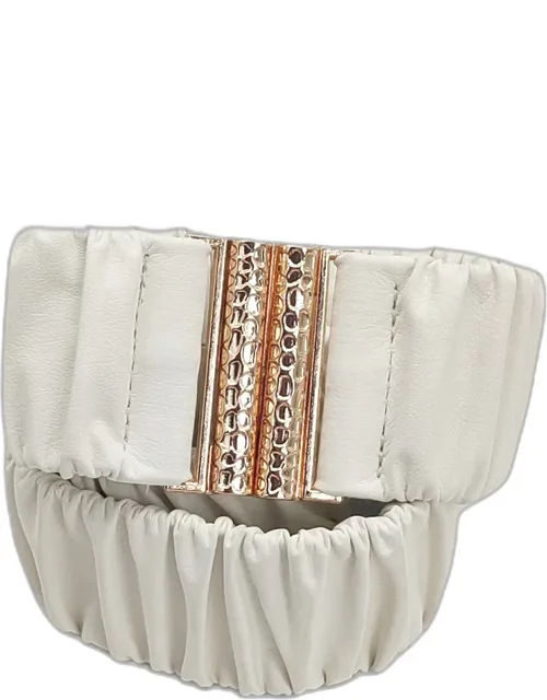 Pleated Faux Leather Scrunch Stretch Elastic Belt