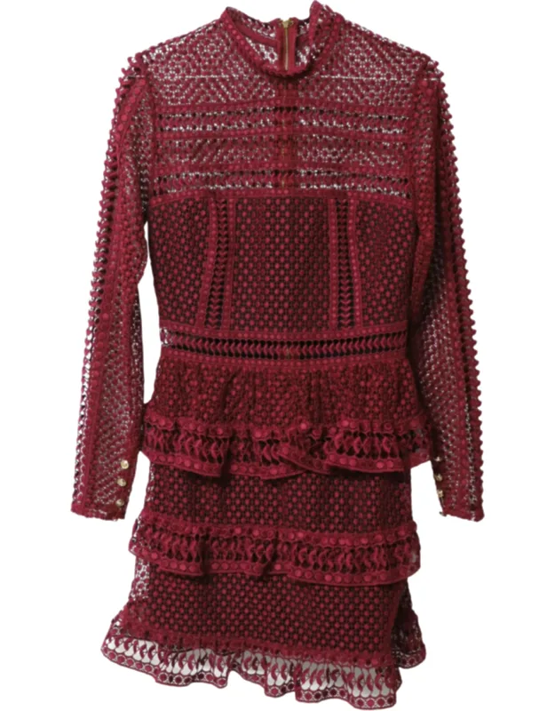 High Neck Lace Mini Dress