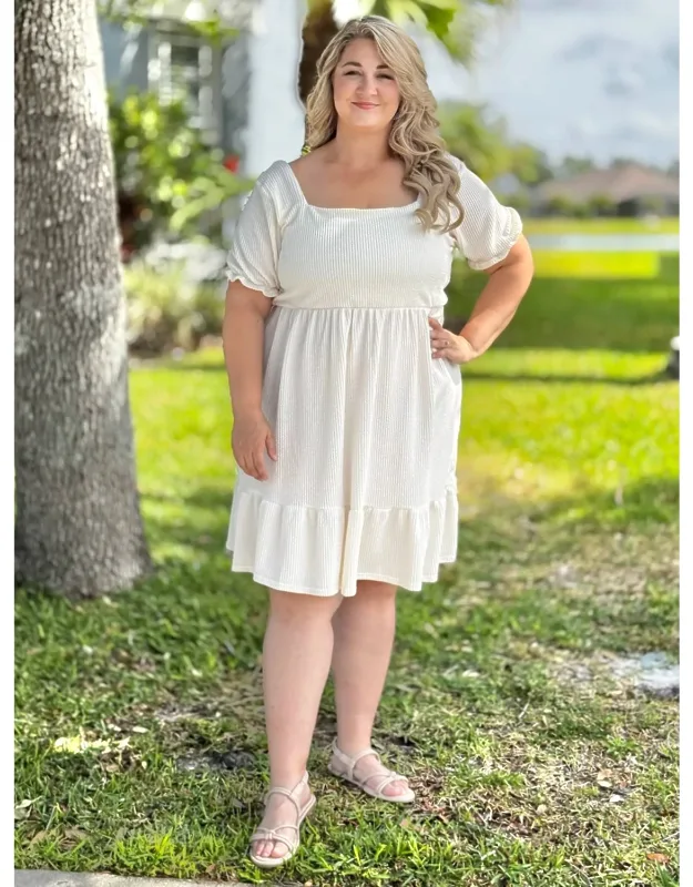 Radiantly Ribbed Babydoll Midi Dress