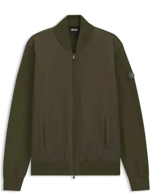 Cotton-knit Hybrid Jacket With Bomber Collar