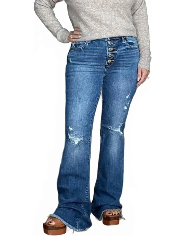 Don't Be So Buttoned Up Flare Jeans