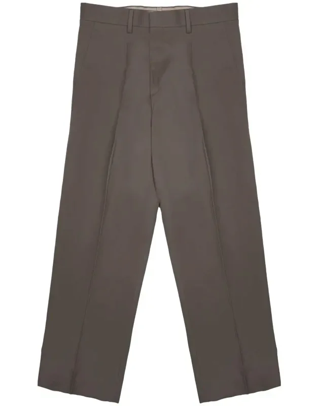 Straight-leg Trousers With Mid-rise Waist And Subtle Sheen