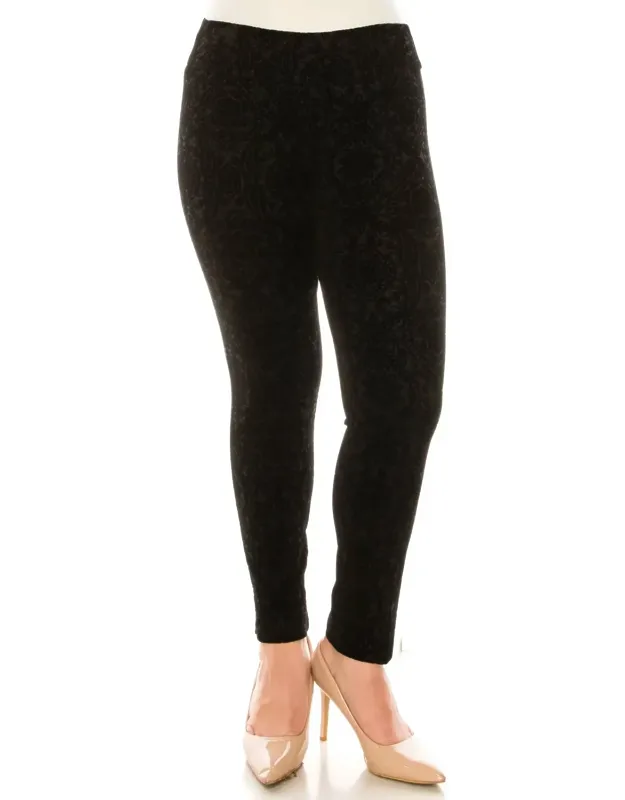 Printed Velvet Ankle Pull-on Pants