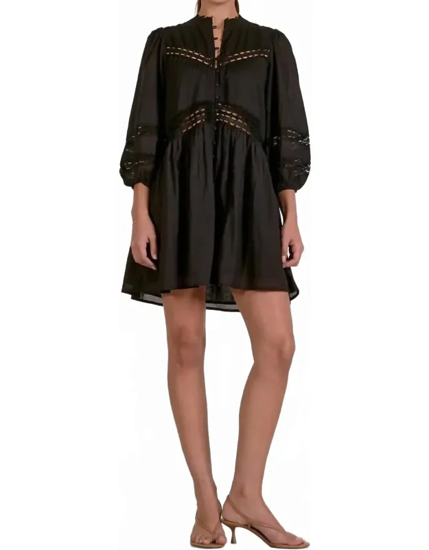 Vienna Mini Dress With Lace Paneling And Keyhole Detail