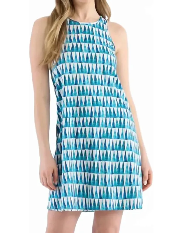 Sleeveless Shift Dress In Painted Triangles