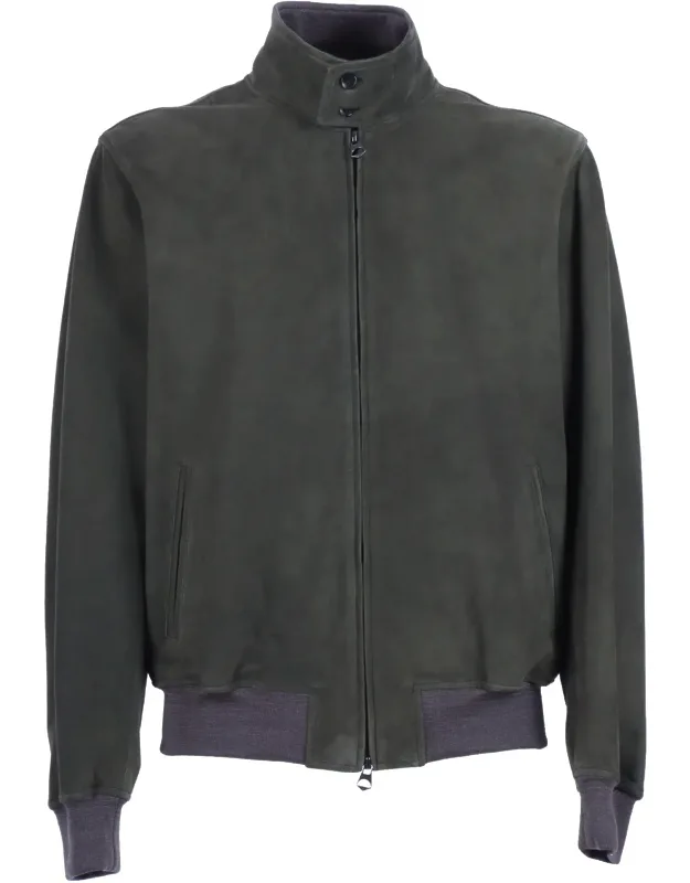 Soft Suede Knit Detail Casual Jacket