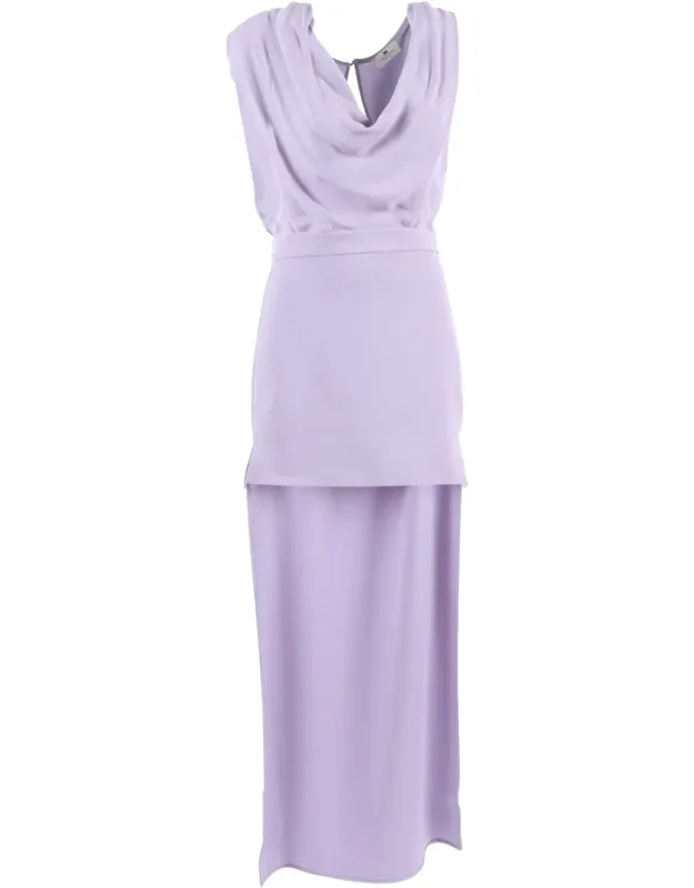 Draped Keyhole Back Midi Dress
