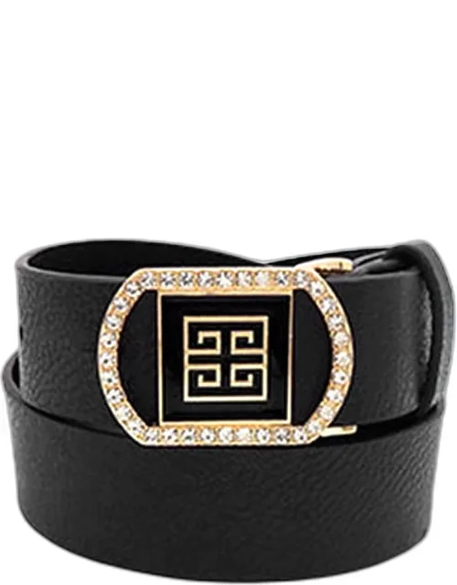 Greek Pattern Accented Faux Leather Belt