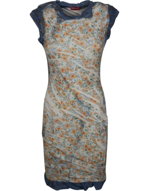 Floral Print Ribbed Mini Dress