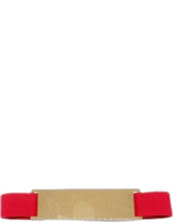 Metal Rectangle Accented Elastic Belt