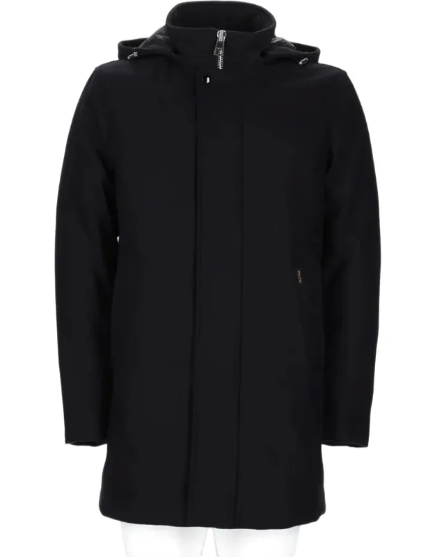 Hooded Wool-blend Coat With Minimalist Design