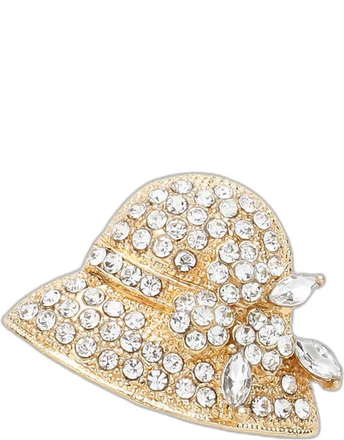 Flower Hat Rhinestone Pin Brooch