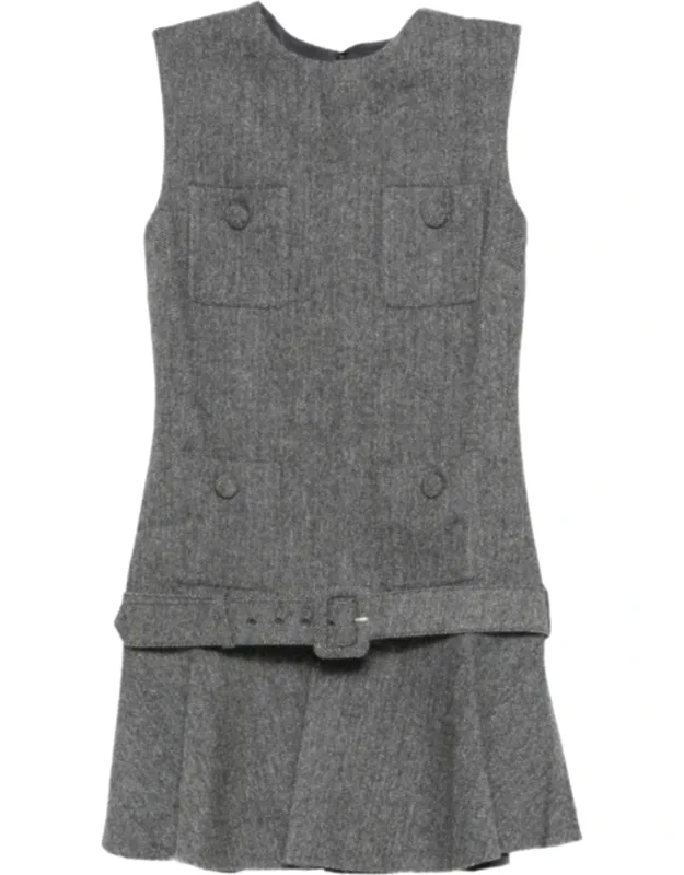 Herringbone Pattern Wool Dress
