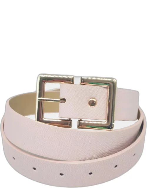 Metal Open Rectangle Buckle Faux Leather Belt