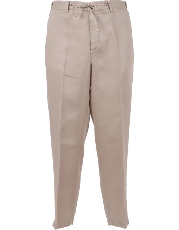 Linen Tapered Drawstring Straight-leg Pants
