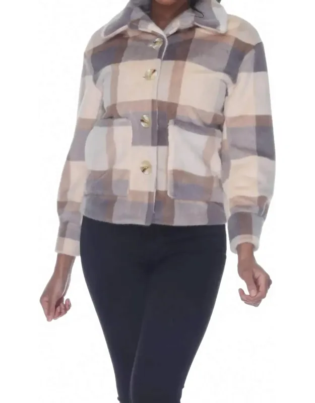 Leonie Plaid Plush Coat
