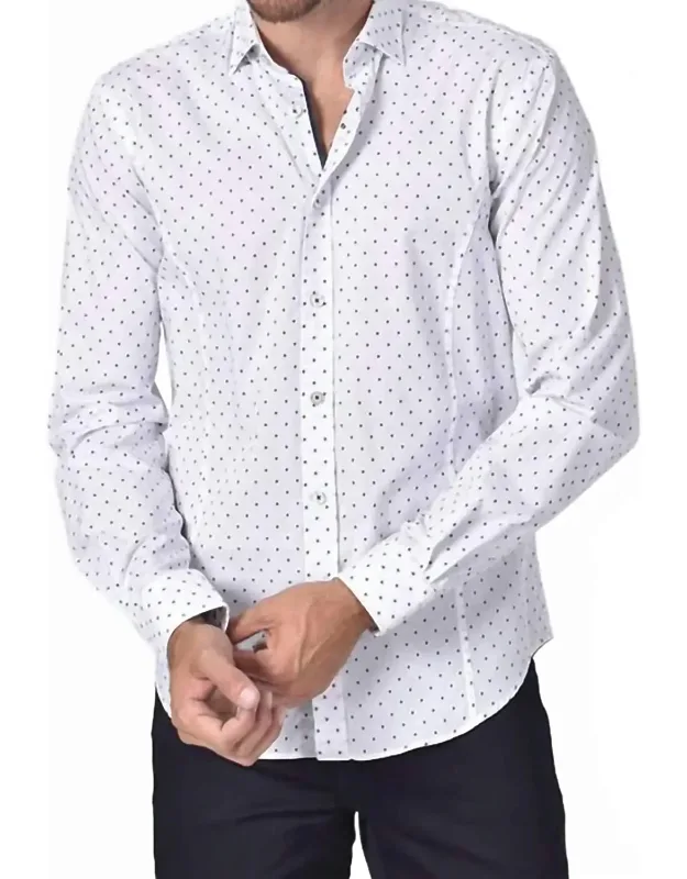 Polka Dot Print Fil Coupé Button Down Shirt