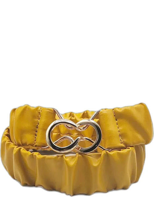 Pleated Faux Leather Scrunch Stretch Elastic Belt