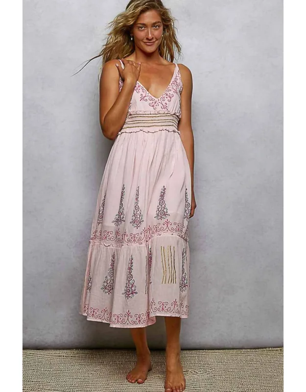 Smocked Waistband Floral Midi Dress