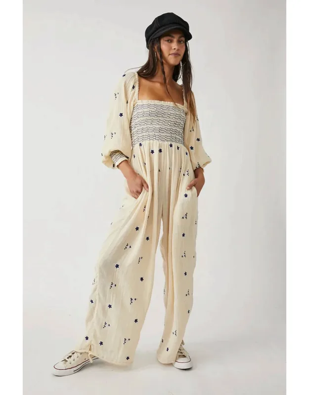 Embroidered Dahlia Jumpsuit