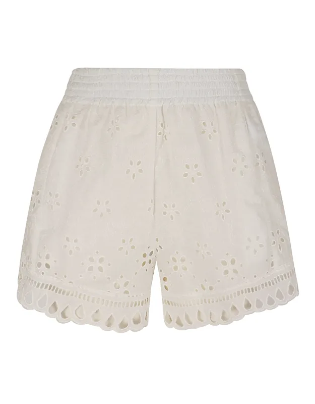 Macrame Shorts With Intricate Floral Cutouts And Scalloped Edges