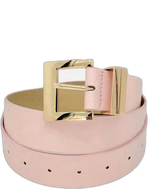Metal Buckle Accented Faux Leather Belt