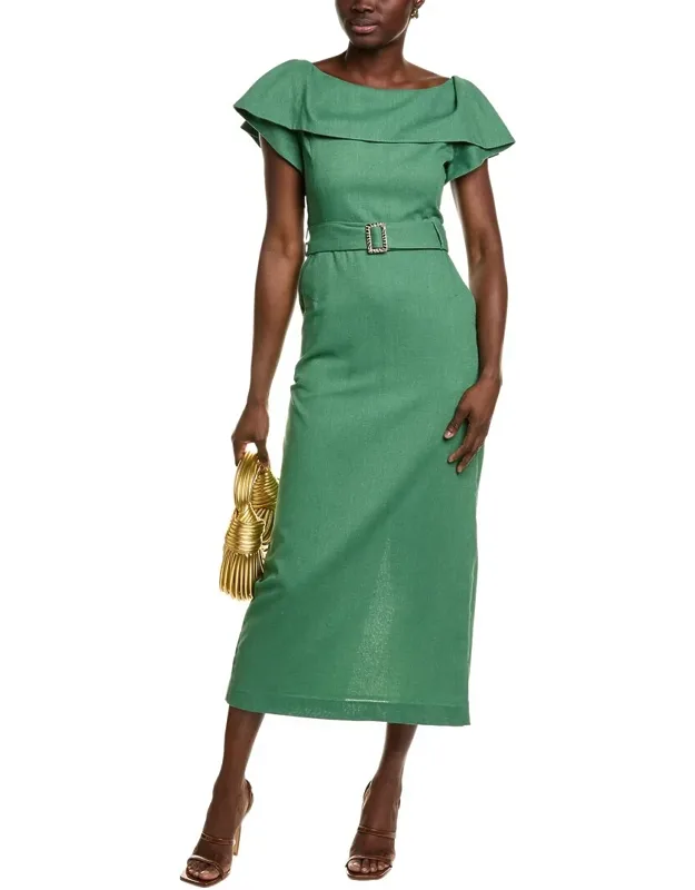 Linen-blend Midi Dress