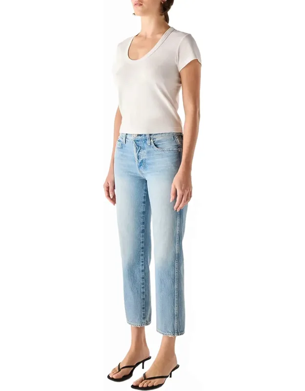 Mid Rise Straight Leg Crop Jeans