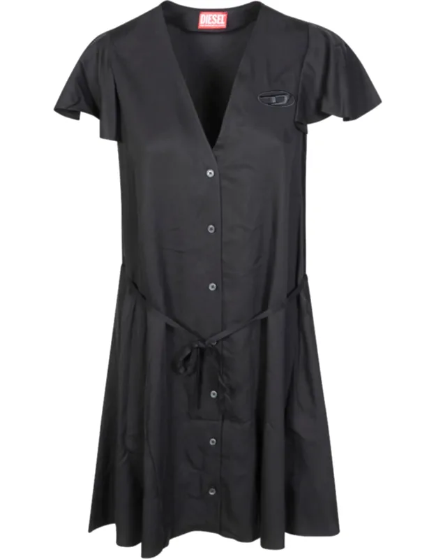 Flutter Sleeve Tie Belt Dress