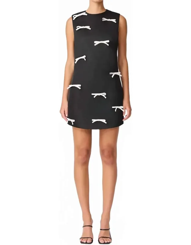 Ursula Mini Dress With Bow Appliqués And Pearl Accents