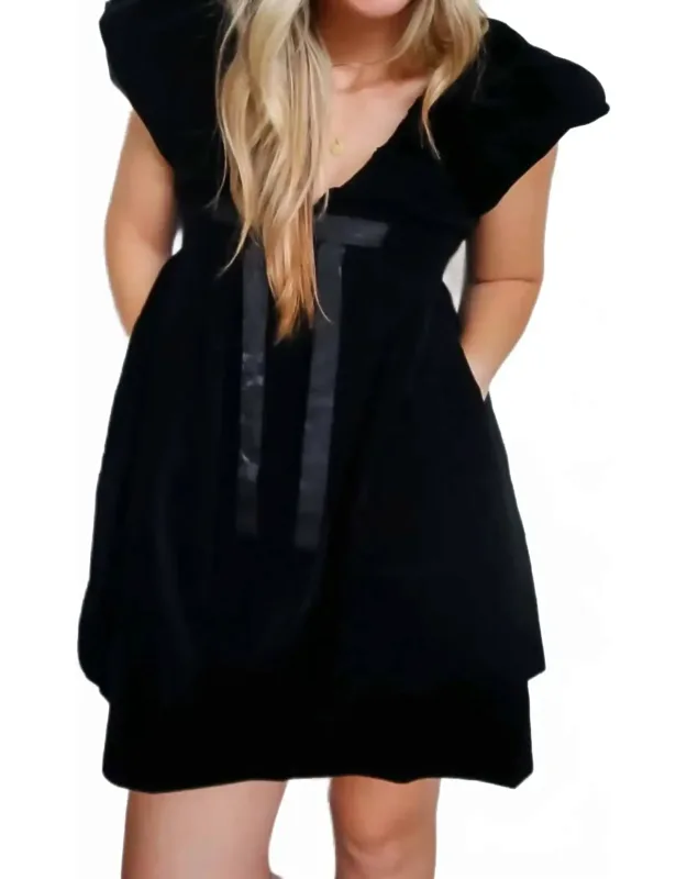 Velvet Satin Bow Mini Dress