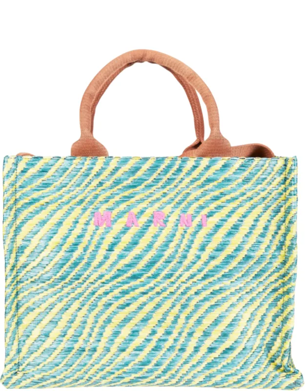 Basket Small Wavy Striped Tote Bag