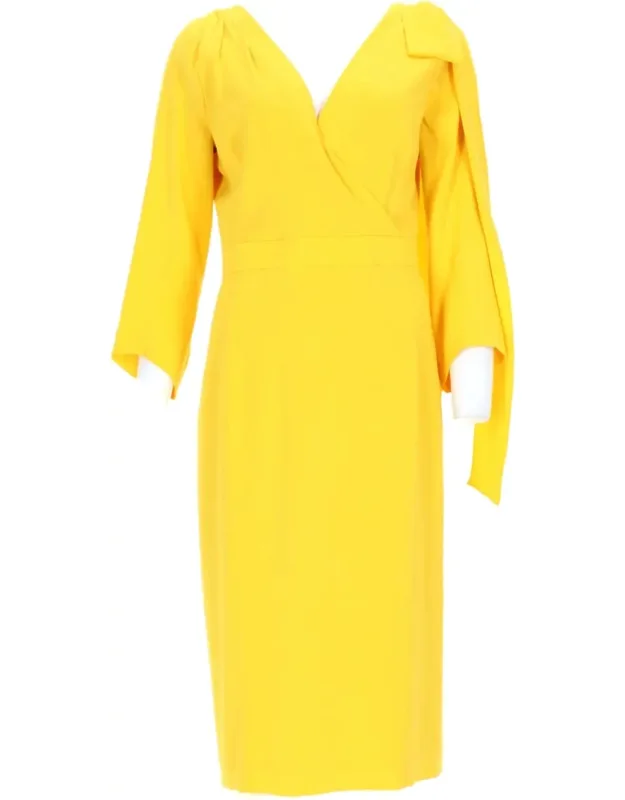 Vibrant Midi Dress With Wrap V-neckline