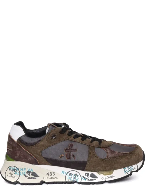 Sporty Calf Leather And Nylon Sneakers