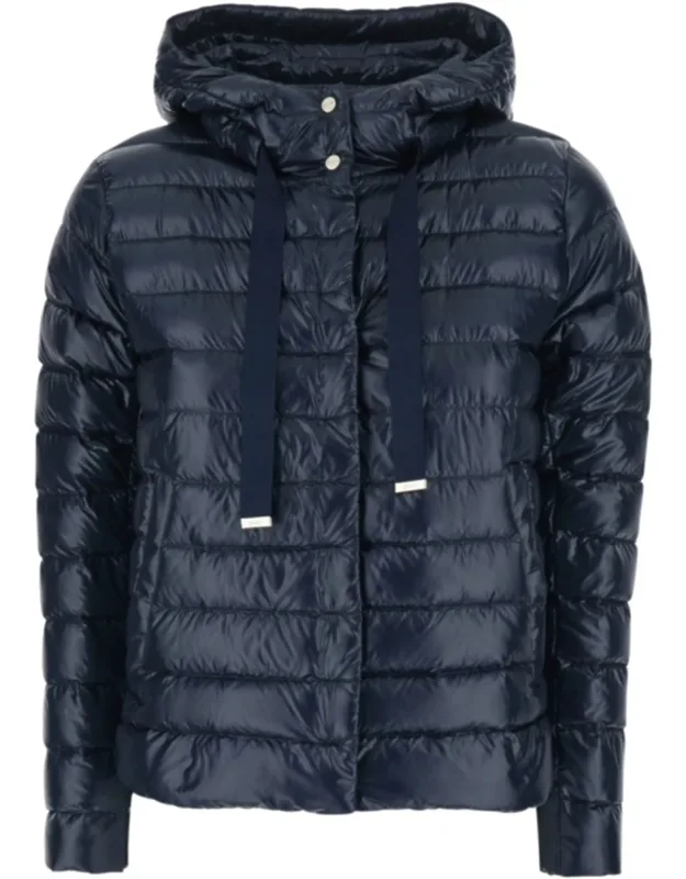 Glossy Maxi Grosgrain Drawstring Down Jacket