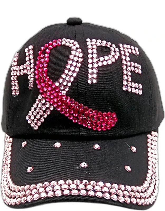 Hope Message Bling Pink Ribbon Cap