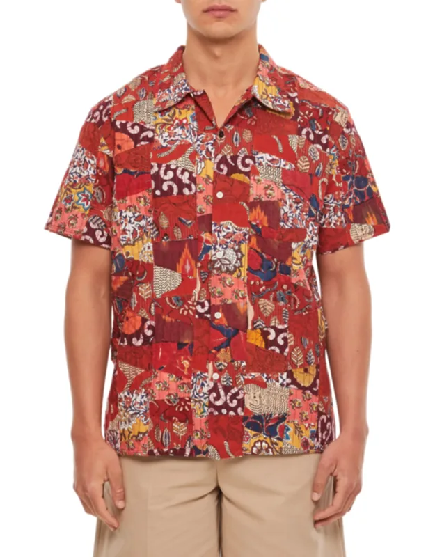 All-over Patchwork Cotton Bowling Shirt