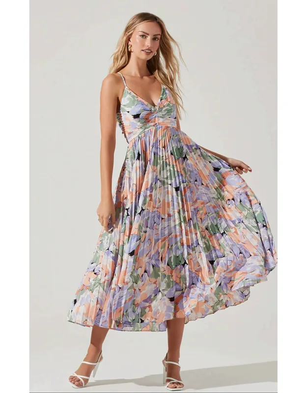Floral Pleated Midi Dress
