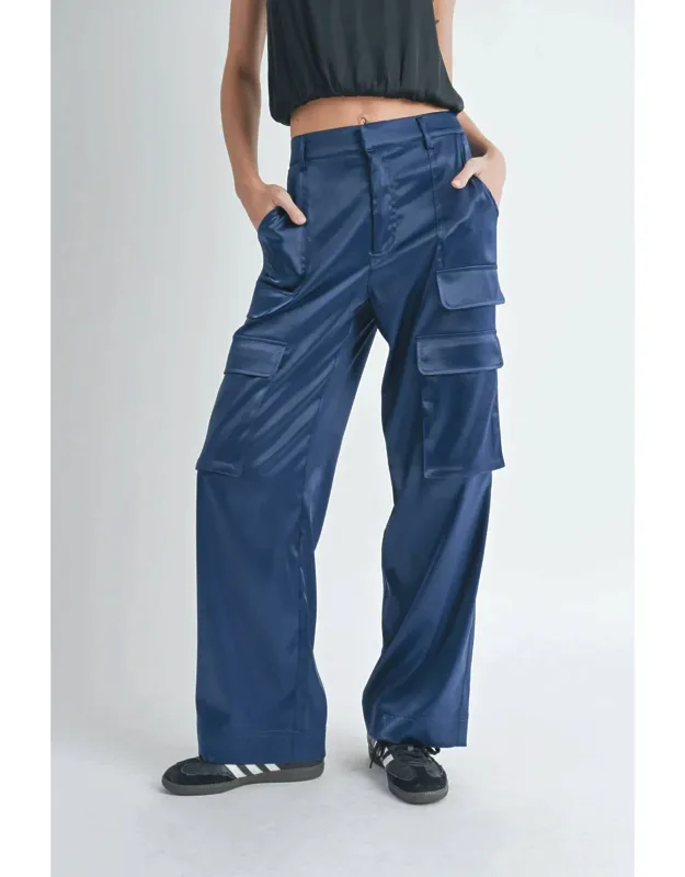 Satin Cargo Pants