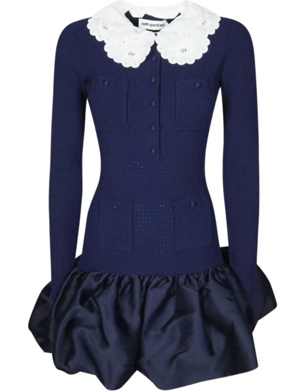 Scalloped Collar Taffeta Mini Dress