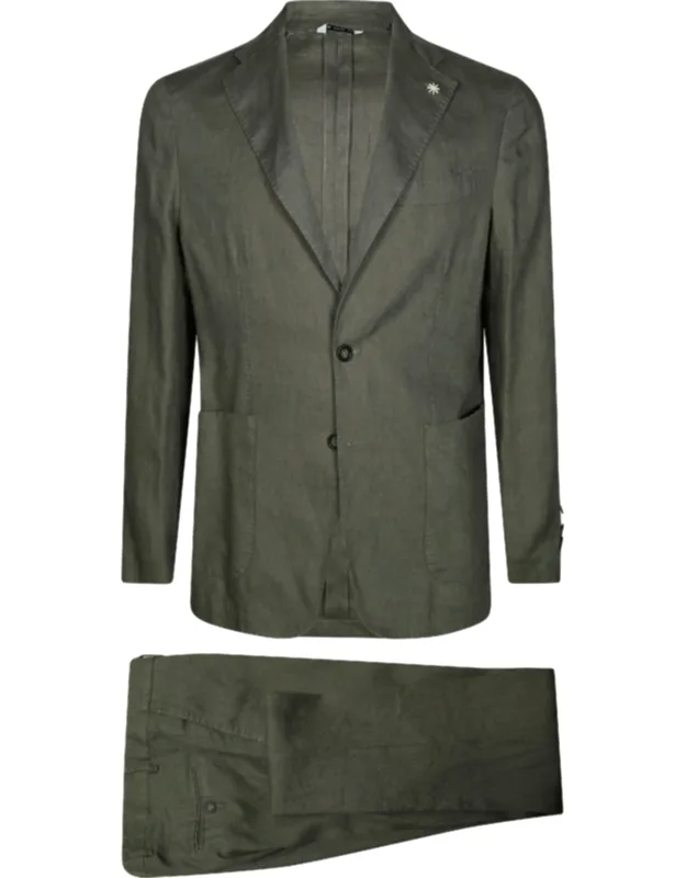 Muted Olive Linen Like Tailored Suit