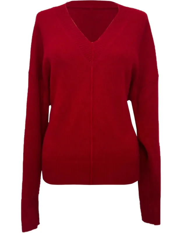 Knitted V-neck Sweater In Cashmere