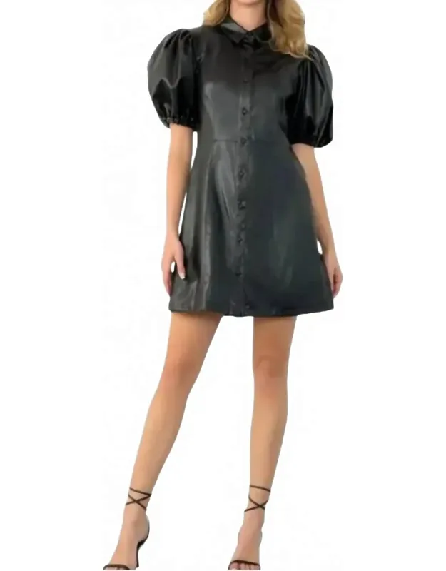 Romy Faux Leather Button Up Dress