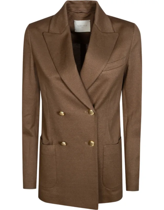 Textured Cotton Linen Double Breasted Blazer