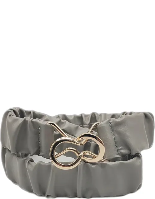 Pleated Faux Leather Scrunch Stretch Elastic Belt