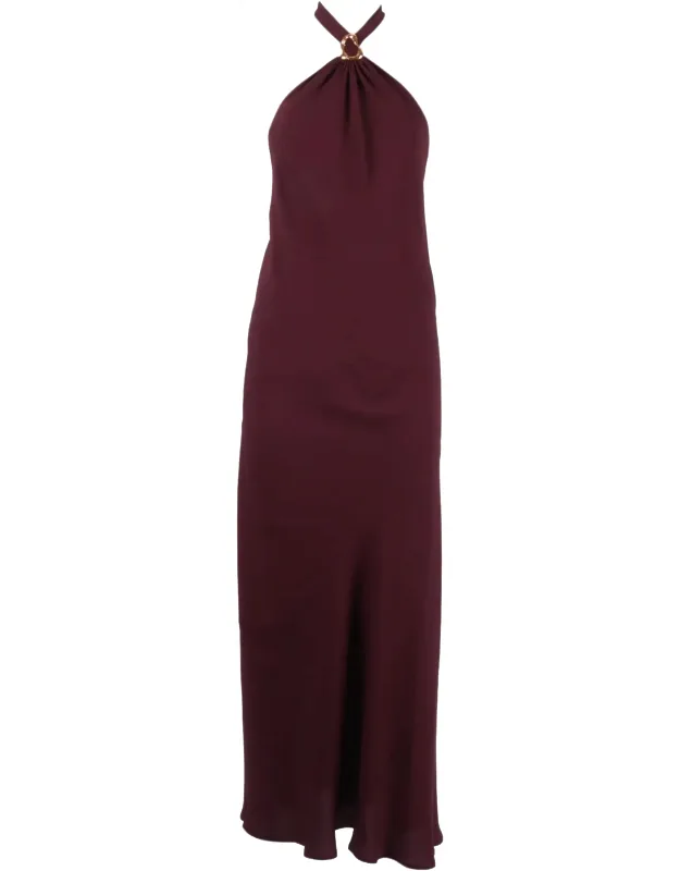 Crepe Halter Midi Dress