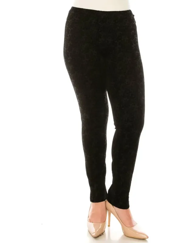 Printed Velvet Ankle Pull-on Pants